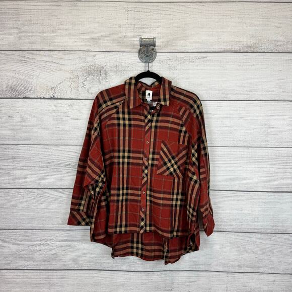 Flawless Plus Size Rust Plaid Button Up Flannel Top Size Large - Picture 1 of 9